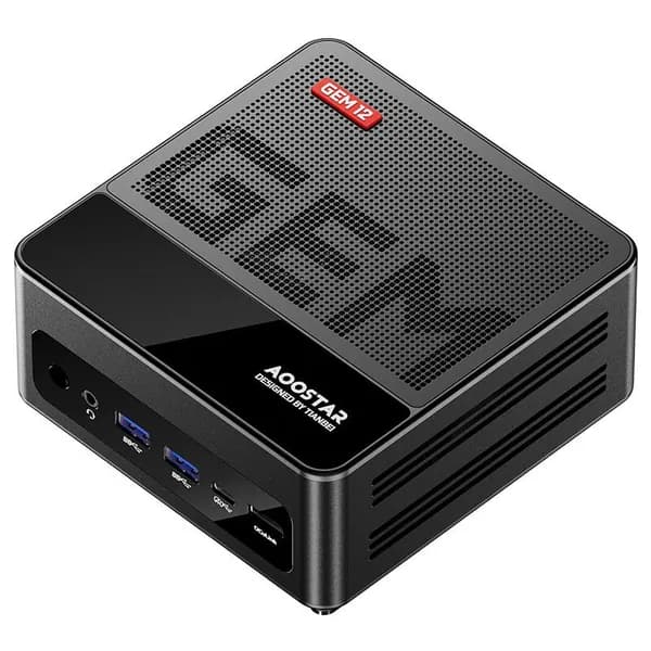 AOOSTAR Мини-ПК Мини-ПК AOOSTAR GEM12Max R7-8745HS (AMD Ryzen 7 8745HS, RAM Отсутствует, AMD Radeon 780M, Без ОС), GEM12Max R7-8745HS, черный матовый