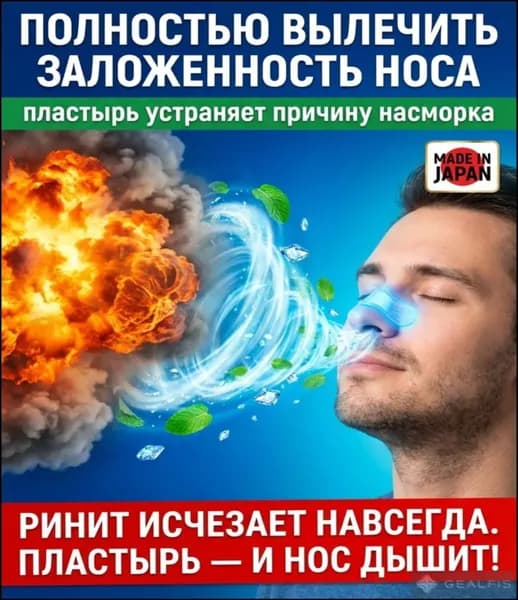 Пластырь от заложенности носа и ринита, 10 шт.