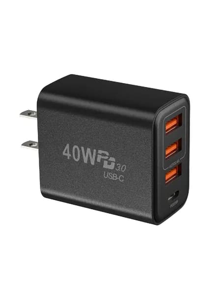 Многофункциональное зарядное устройство 3USB1PD - черное, американская вилка