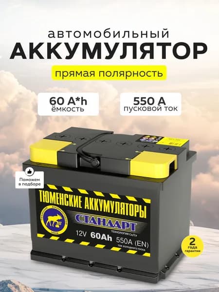Тюменский аккумуляторный завод Аккумулятор автомобильный, 60 А•ч, Прямая (+/-) полярность