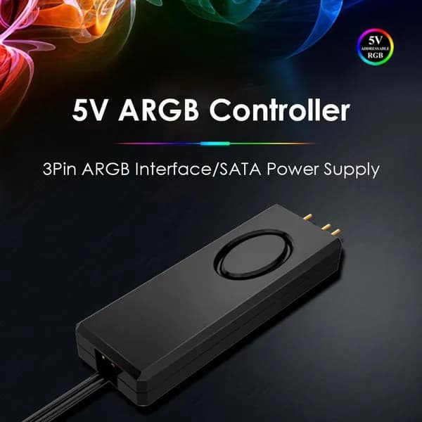 Контроллер ARGB 5 В с пультом дистанционного управления и разъёмами SATA и 3-pin