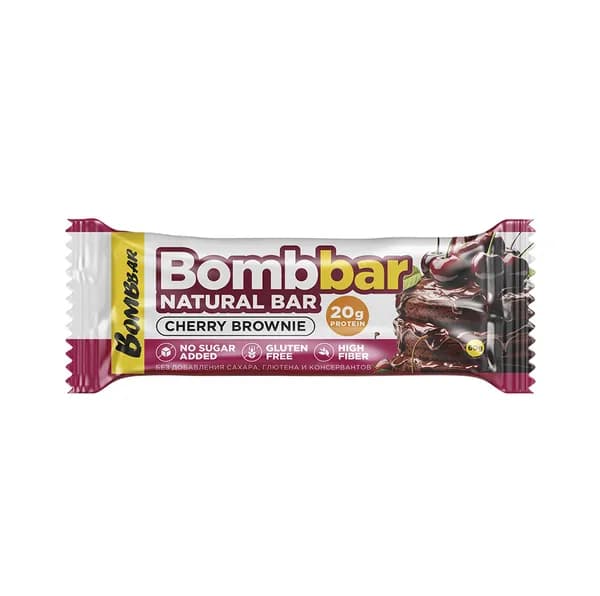 Батончик протеиновый Вишнёвый брауни (без сахара), Bombbar, 60 г, Россия
