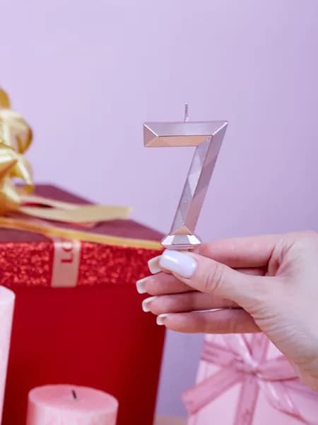 Свеча для торта розовая цифра 7