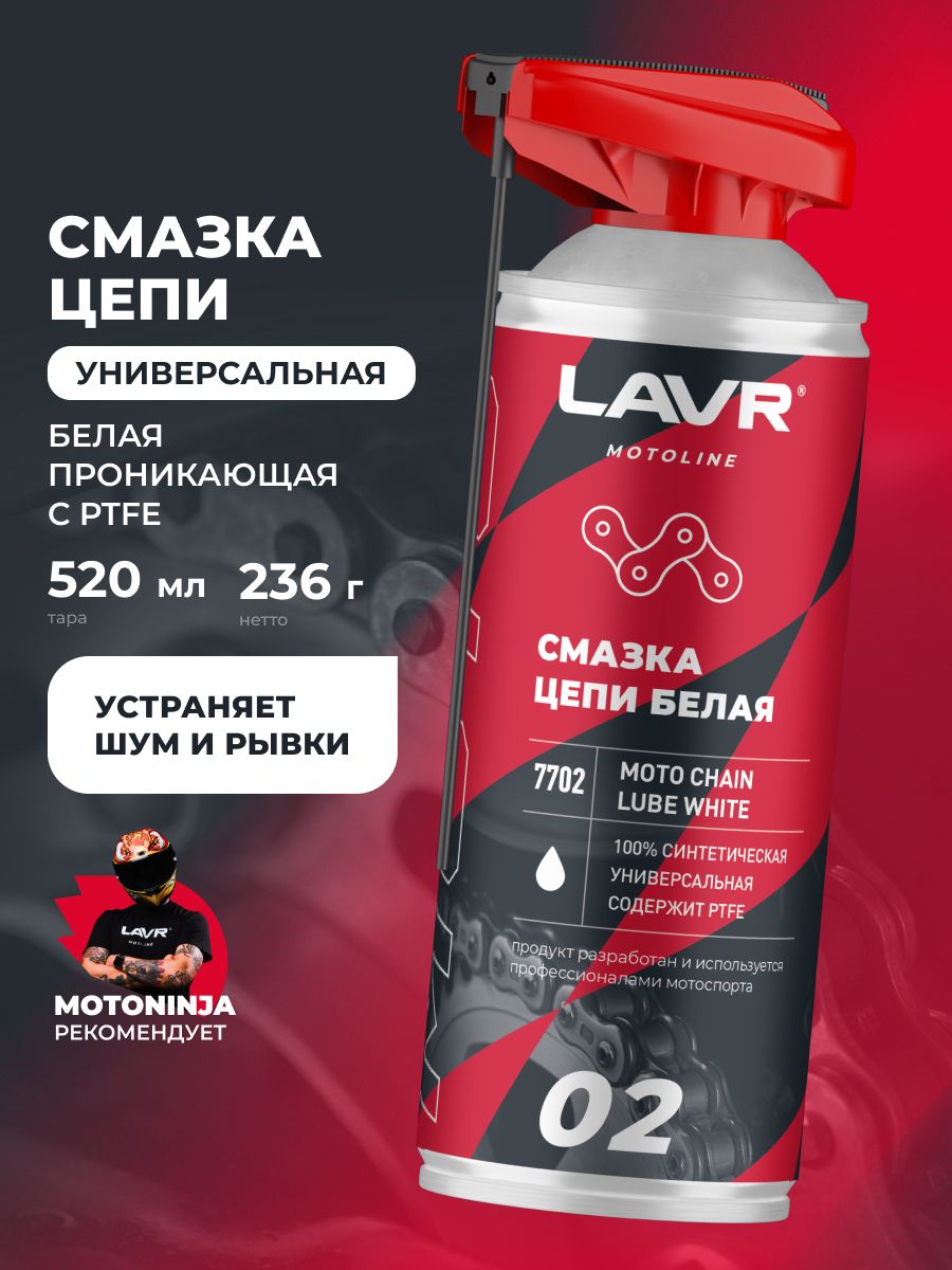 LAVR MOTO Смазка цепи Белая, 520 мл.