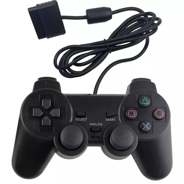 Геймпад проводной аналоговый для PS2 (черный) (без упаковки)