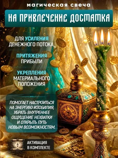 Магическая свеча скрутка "НА ПРИВЛЕЧЕНИЕ ДОСТАТКА".Восковая программная свеча на деньги и богатство.Заговорена сибирской знахаркой.Активация в комплекте.