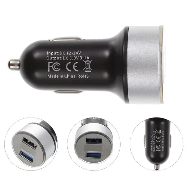 Цифровое автомобильное зарядное устройство с двойным usb из алюминиевого сплава для зарядки гаджетов