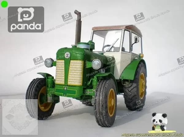 1:32, чешский Zetor 50, бумажная модель трактора, сельскохозяйственная техника, бумага ручной резки