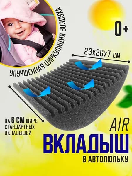 Подушка вкладыш XXL с доп вентиляцией анатомическая в автокресло автолюльку XXL