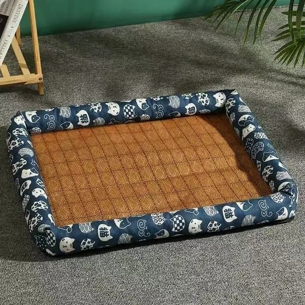 Летняя охлаждающая лежанка для кошек и собак матрас с бамбуковой подстилкой для прохладного сна
