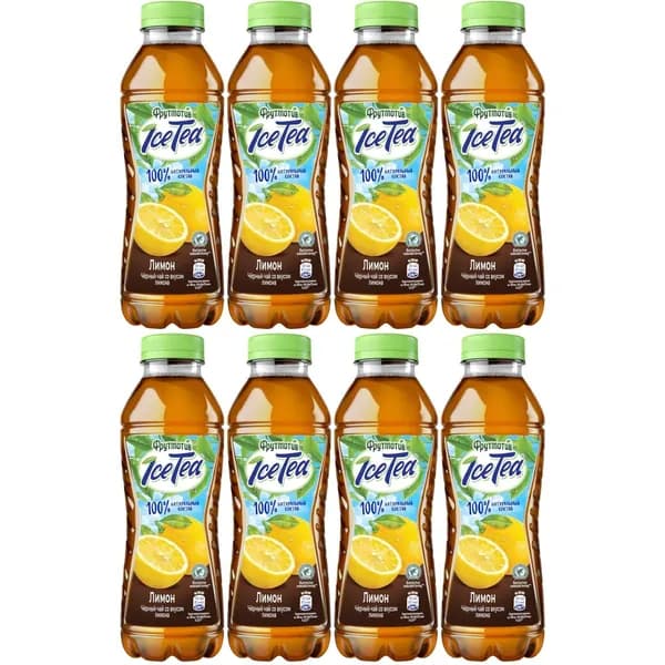 Холодный чай Фрутмотив IceTea черный лимон 500 мл, набор: 8 штук