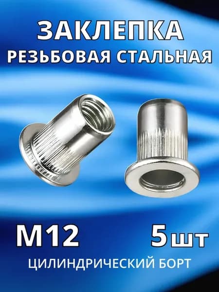 Заклепка резьбовая гаечная стальная М12 по 5 шт гайка