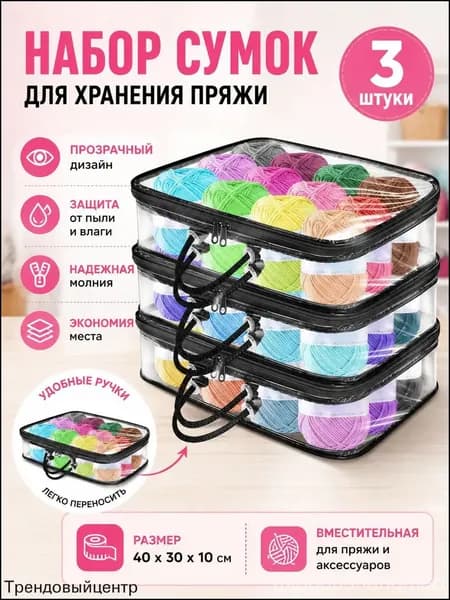 Прозрачный органайзермешок для хранения пряжи, качественный