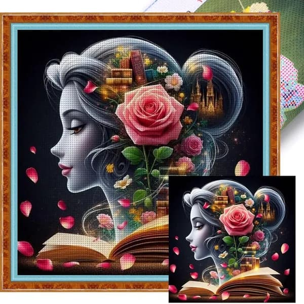 Крестиковый набор для вышивания Женщина с книгой на хлопковой канве 11CT, 40 40 см