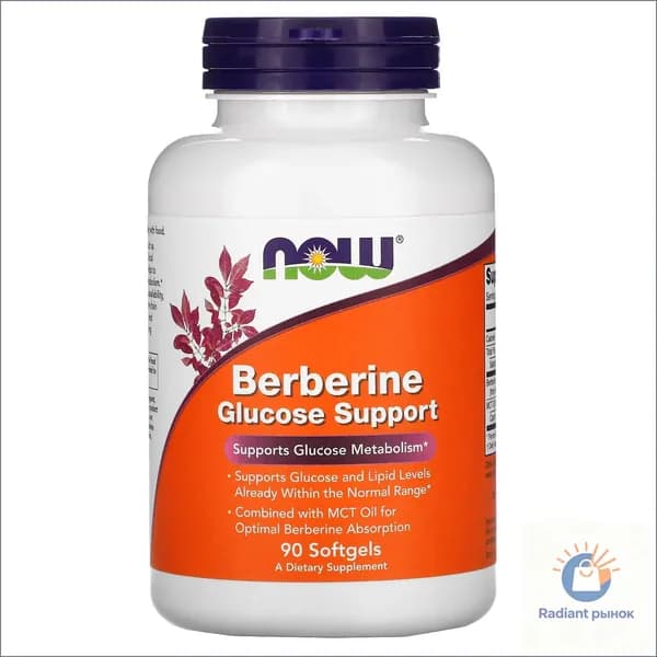 Берберин, каприловая кислота NOW Berberine Glucose Support, 90 гелиевых капсул