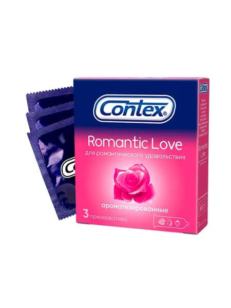 Презервативы CONTEX Romantic Love гладкие, ароматизированные с гелем-смазкой, 3шт