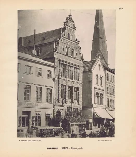 Германия. Город Бремен. Частный дом 3. Антикварная фототипия. Берлин, 1896 г.