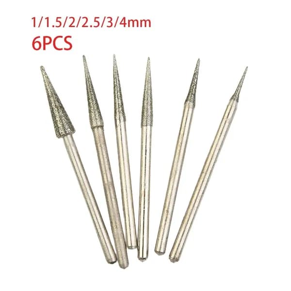 набор алмазных шлифовальных игл из 6 частей, стержень D needle 2.35 (1/1.5/2/2.5/3/4 мм)