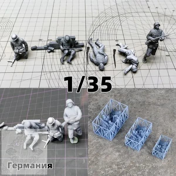 3Dпечать, фигурки солдат из смолы, немецкие модельнаборы, масштаб 135, неокрашенные, требуют самостоятельной сборки