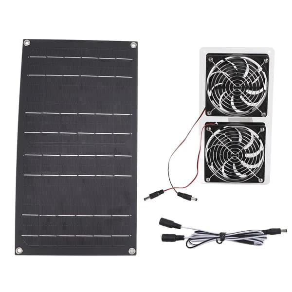Солнечная панель 100W с двумя вентиляторами для курятника теплицы будки