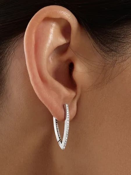 MARIOLA Серьги женские серебро 925 с камнями, треугольные конго геометрия, сережки дорожки с фианитами