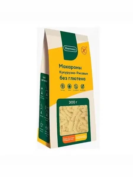 Макаронные изделия Диетика Трубочка из кукурузно-рисовой муки без глютена 300 г