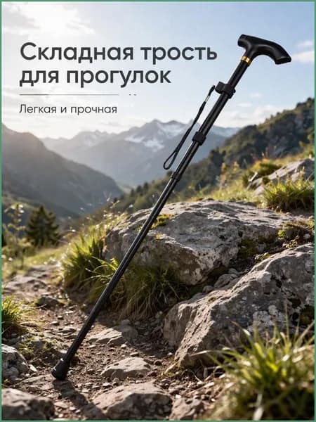 Складная трость для ходьбы алюминиевая регулируемая, эргономичная ручка, противоскользящий наконечник, компактная 27 см, трость для пожилых и путешествий