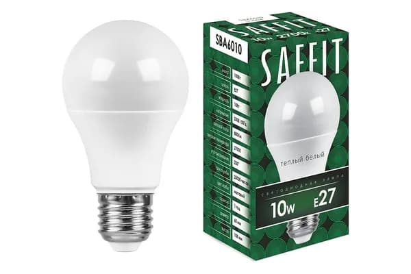 Светодиодная лампа SAFFIT SBA6010 Шар E27 10W 2700K 55004