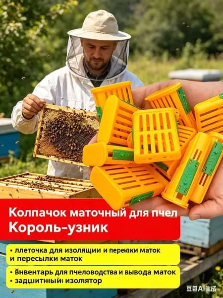 Колпачок маточный для пчел Король-узник, клеточка для изоляции и пересылки маток, инвентарь для пчеловодства и вывода маток, защитный изолятор