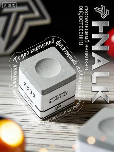 Мел для кия бильярдный TP 7500 серый профессиональный 1 шт