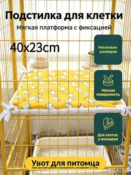Коврик на платформе для кошачьей клетки можно привязать