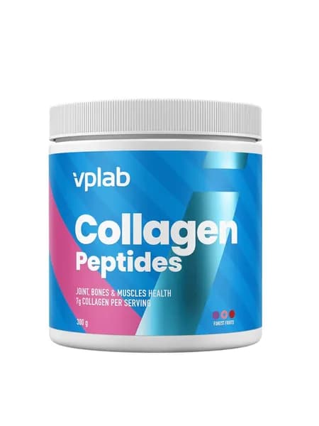 VPLAB Collagen Peptides, Коллаген пептиды + магний и витамин C, Гидролизованный коллаген I и III типов для суставов и связок, костей, кожи, порошок 300г со вкусом лесных ягод