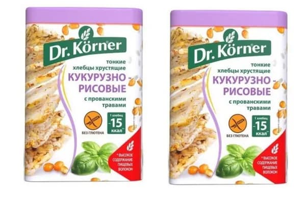 Dr. Korner Хлебцы кукурузно-рисовые Прованские Травы, 100г,2 шт