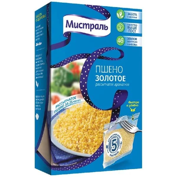 Пшено МИСТРАЛЬ Золотое (5х80г) в пакетиках 400г