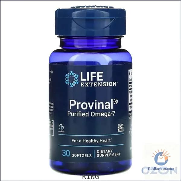 Life Extension, Provinal, очищенная форма омега-7, 30 капсул KING