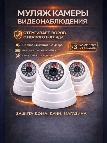 Муляж камеры видеонаблюдения (комплект 3 шт)