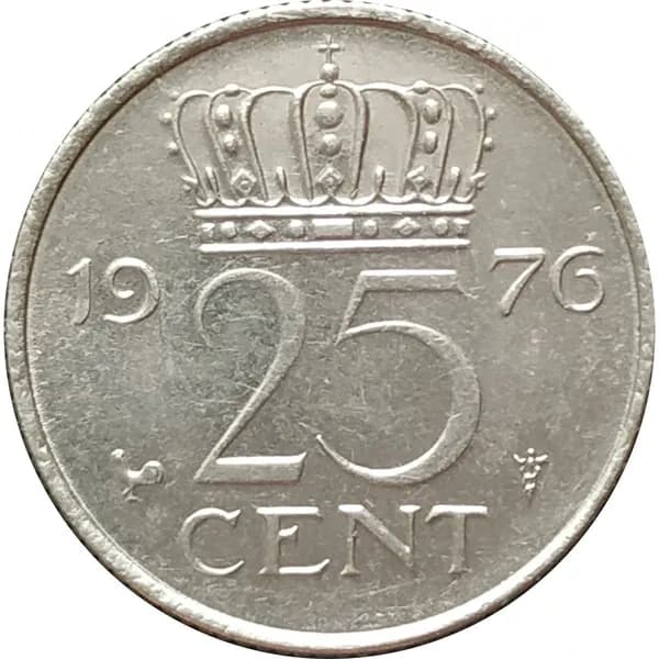 25 центов 1976 Нидерланды из оборота