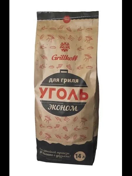 Древесный уголь для гриля Grillkoff эконом, пакет 14 л 26