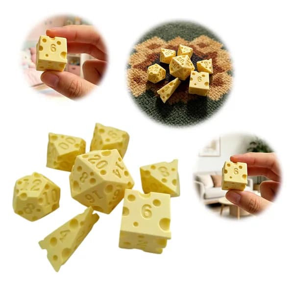 Сырные многогранные кости для настольных игр, 7 шт. в круглой коробке