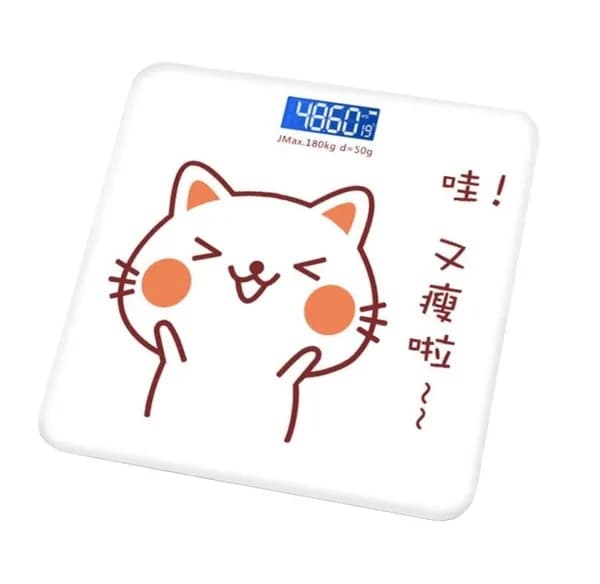 Напольные весы MyPads Y-226060 с высокочувствительными датчиками для мониторинга веса белые тематика милый кот