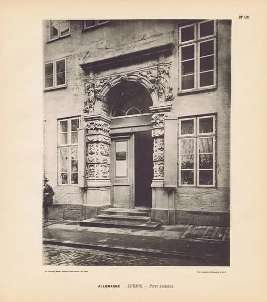 Германия. Город Любек. Старые двери. Антикварная фототипия. Берлин, 1896 г.