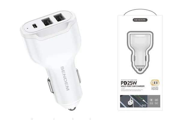 Адаптер в прикуриватель 2USB + type C 25w 2.4А