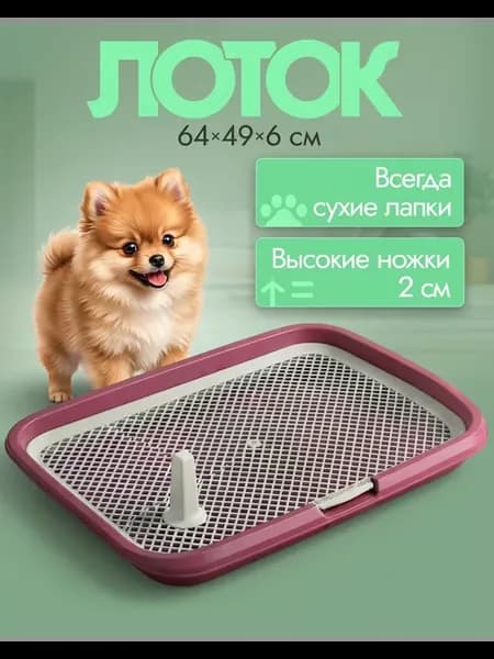Туалет лоток для собак с сеткой под пеленку 64*49*6см