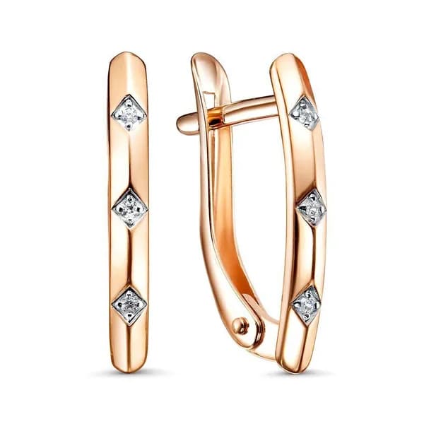 Серьги женские с фианитами из красного золота 375 пробы 585GOLD