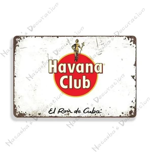 Декоративная металлическая табличка Реклама алкоголя Ром Бар Havana Club 30x20 см