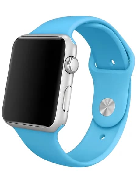 Силиконовый ремешок для часов Apple Watch 38/40/41 мм / Ремешок для часов эпл вотч 38/40/41 мм мягкий голубой (№16), размер S