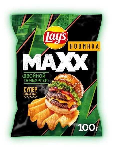Чипсы картофельные Lay's Maxx Двойной Гамбургер, 100 г