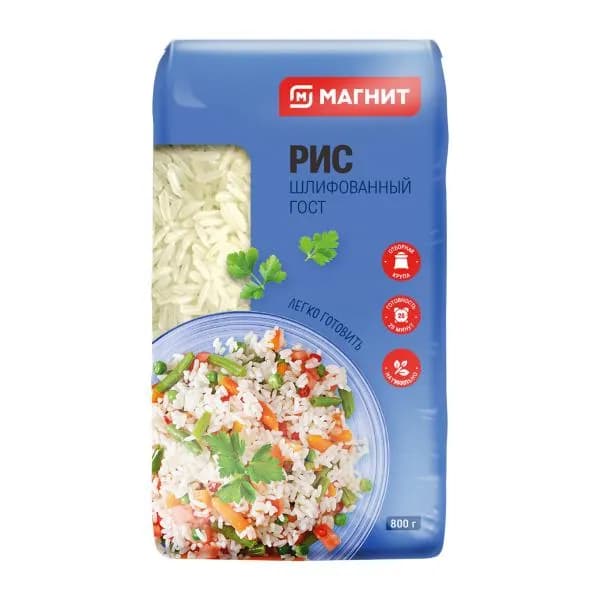 Рис Магнит шлифованный длиннозерный 800г