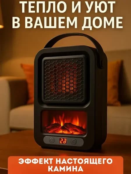 Тепловентилятор обогреватель с пультом и камином