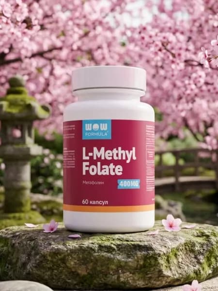 Метафолин 400 mcg, Methyl Folate 400 мкг, метил фолат 400, для беременных, витамин B9 (фолиевая кислота), капсулы массой 330 мг, 60 капсул